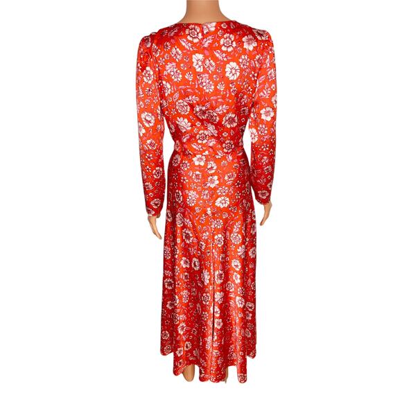 J. Crew Featherweight satin midi Dress size 6 Poppy fields  Glam Floral Formal - Picture 4 of 13